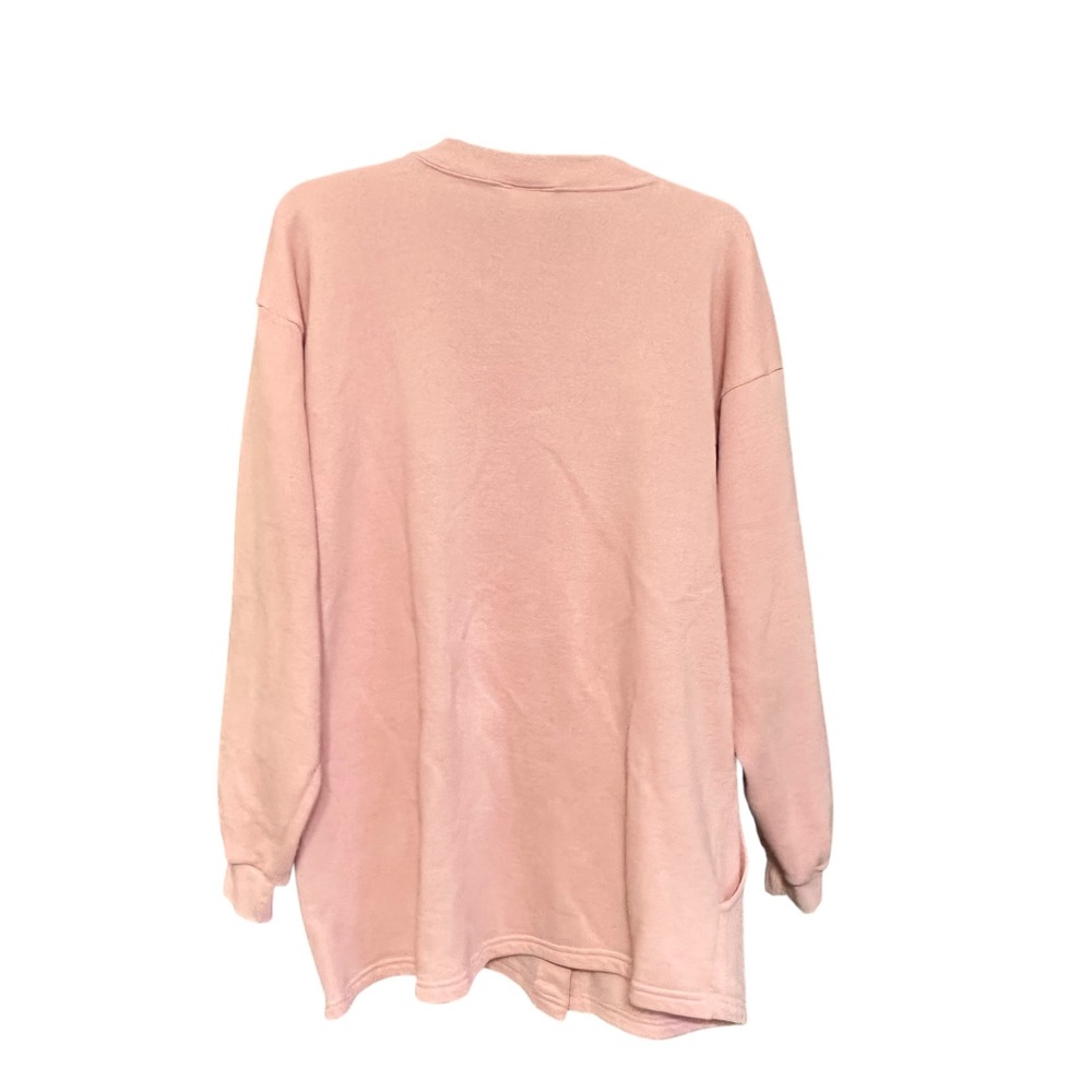 Pleasant Shade Pink Schnauzer Paw Print Button Up Cardigan Sweatshirt Women's XL - Picture 3 of 7